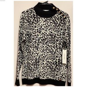 CALVIN KLEIN Women Sweater Color: Black and White/Leopard Size: Medium